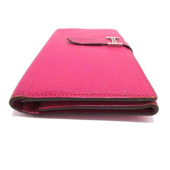 HERMES Bearn Souffle - Rose Shocking Chevre square K Long Wallet 611-072625 - Picture 4 of 11